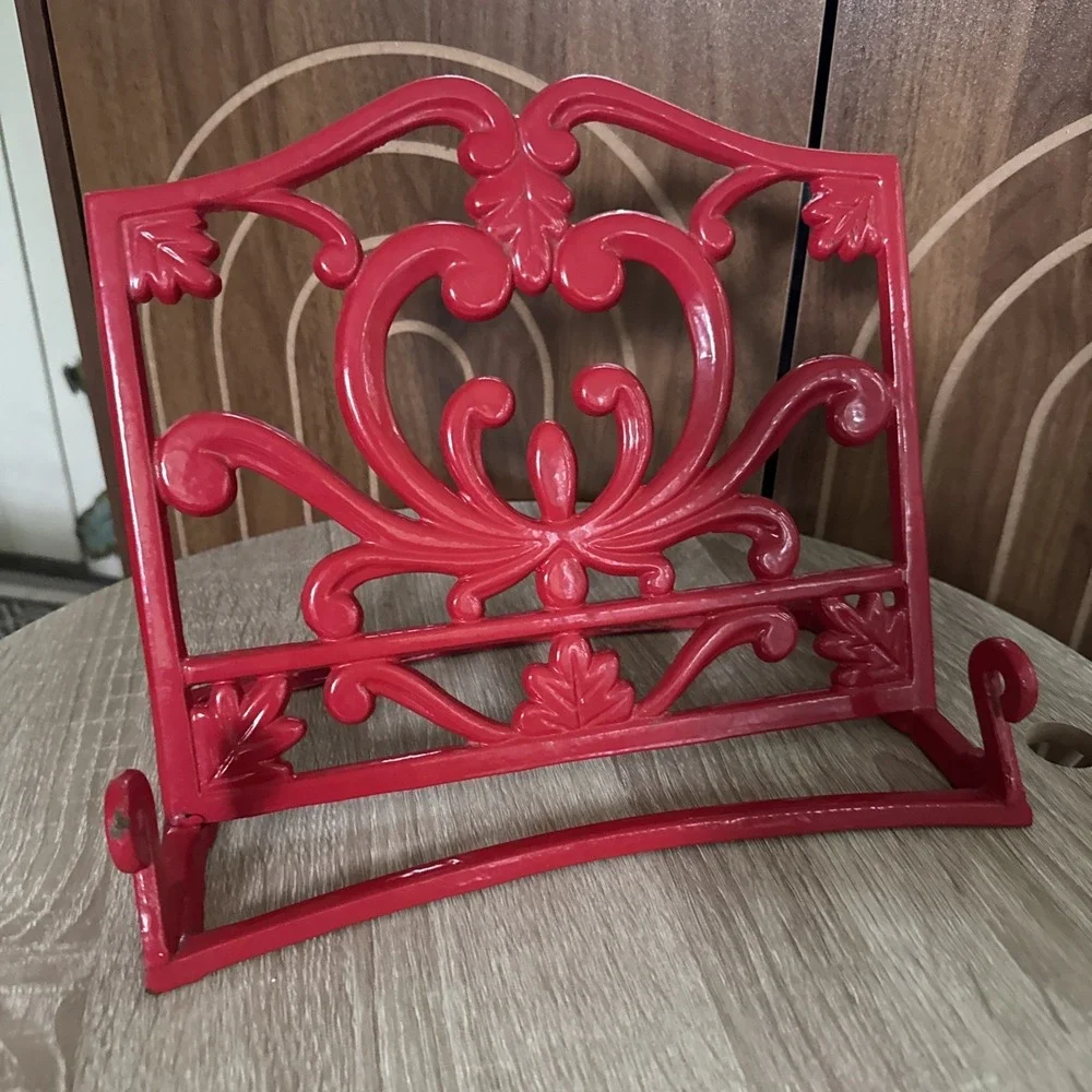 Red Enamel Cast Iron Cookbook Holder 11